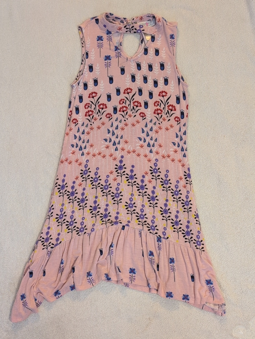 Kandy Kiss Girls Pink Floral Sleeveless Dress Size 8